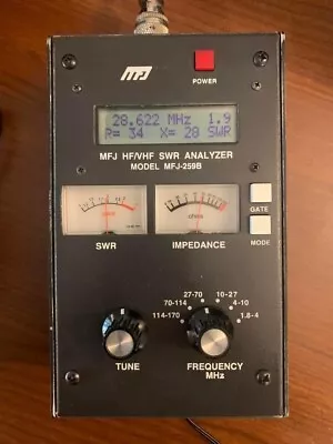 MFJ-259B HF & VHF SWR Antenna (RF Impedance) Analyzer With Power Supply • $95