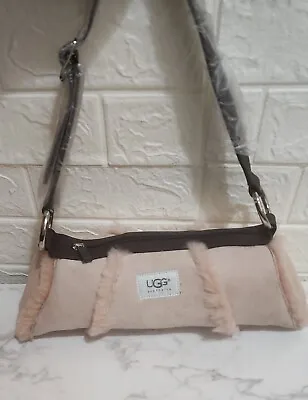 UGG Shoulder Purse Leather Sheep Wool Shearling Handbag Pink Suede   • $59