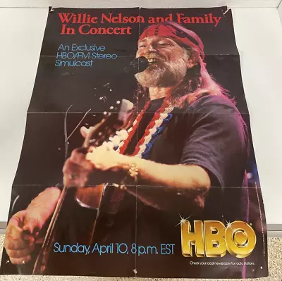 WILLIE NELSON And FAMILY IN CONCERT HBO ABC POSTER 1983 AS IS 28x22 • $29.99