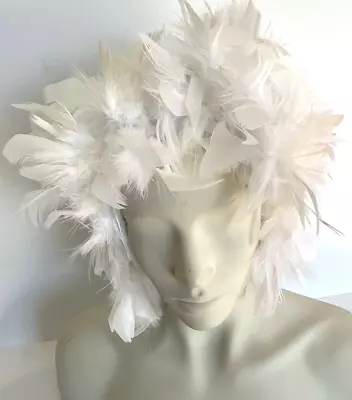 White Feather Costume Wig Halloween Theatre Seagulls Skuttle Costume Cap • $19