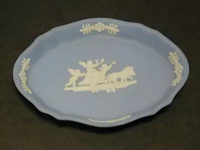 Wedgwood Blue Jasperware Oval Trinket Pin Tray Cherubs Chariot Lion Neoclassical • $11.99
