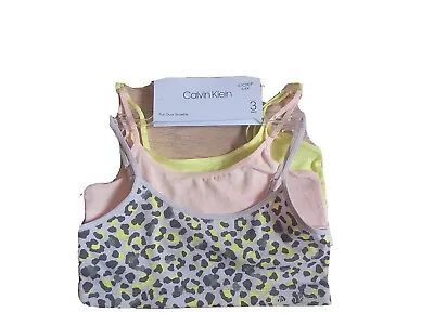 Calvin Klein Pull Over Bralette - Girls 3 Pack Size Small 6 6X 6 7 Years NWT • £12.99