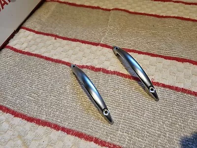 Set Of 2 Vintage Retro Brushed Metal Silver Door Cupboard Handle 50s 60s Kitchen • £12.25