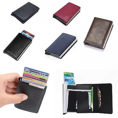 £3.49 • Buy Leather Metal Wallet Card Holder Mens RFID Blocking Slim Men Credit Money Clip