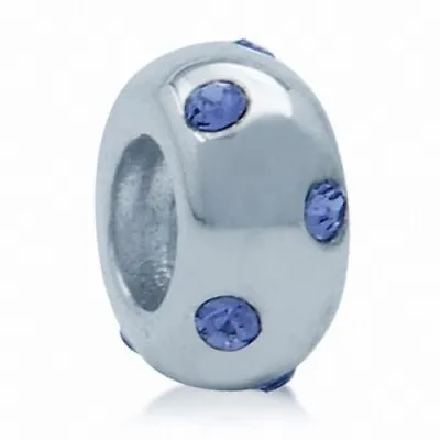 Tanzanite Crystal 925 Sterling Silver Spacer Threaded European Charm Bead • $3.99