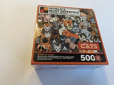 Cats World's Most Difficult Jigsaw Puzzle Double Sided 500 Pieces TDC New Sealed • $16.99