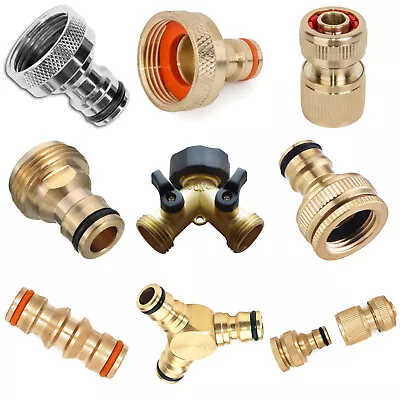 Brass Tap Connector Adaptor Universal Garden Water Fit Hose Pipe Tap Female Male • £3.99