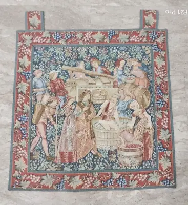 Vintage French Tapestry Wall Hanging Medieval Goblin Tapestry  60 X 60 CM • $113.69