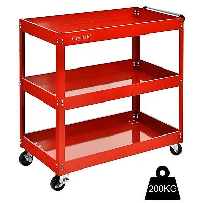 Tool Storage Heavy Duty Garage Trolley Workshop DIY 3 Tier Wheel Cart Shelf • £28.85