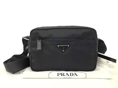 Prada Vela Sport Shoulder Pochette Crossbody Nylon Leather Bag Nero Black Silver • $1704.25