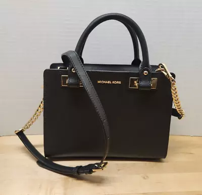 MICHAEL KORS Quinn Small Black Patent Saffiano Leather Satchel Purse • $54.90