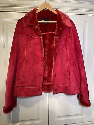 Moda International Retro Red Faux Suede Coat Large • $26.99