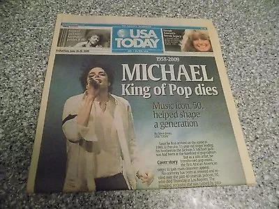 MICHAEL JACKSON USA TODAY NEWSPAPER JUNE 26 2009 Death Of King Of POP • $7.99