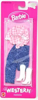 Mattel 68642 Barbie 1998 Western Fashions Blue Jeans Plaid Pink Shirt Boots NIB • $170.90