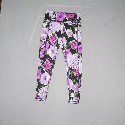 Victorias Secret Women Activewear Pants 8 Purple Floral Legging Yoga Workout • $13.89