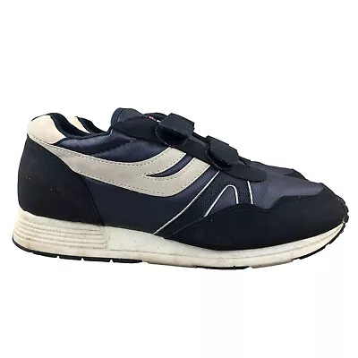 Trax Vintage Men's Size 8.5 Navy Blue White Closed Toe Hook & Loop Sneakers • $39.74