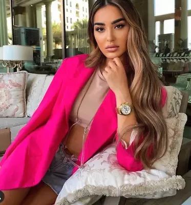 $79.99 • Buy Zara New Woman Straight Cut Blazer Oversized Jacket Fuchsia Hot Pink 7102/327