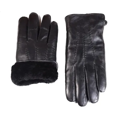 Men's Real Leather Sheepskin Fleece Shearing Fur Winter Warm Business Gloves • $26.80