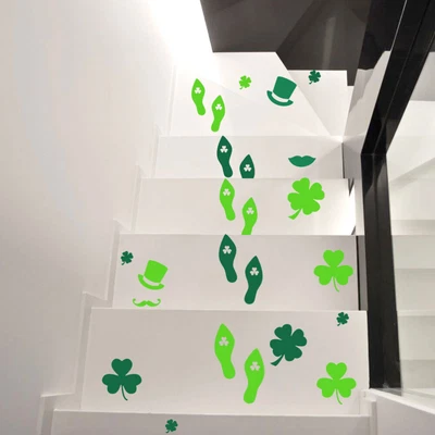 8 Sheets Sticker Patricks Day Wall Decor Temporary Shamrock Tattoo Floor • £12.43