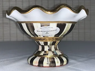 MacKenzie-Childs Courtly Check Mini Fluted Compote Ceramic 2014 HTF • $525