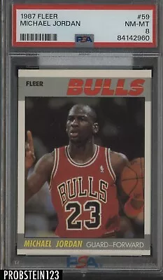 1987 Fleer Basketball #59 Michael Jordan Chicago Bulls HOF PSA 8 NM-MT • $341