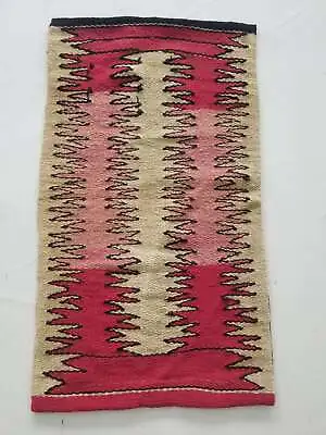 Antique Navajo Handwoven Native American Indian Rug Wool Blanket Carpet 85x48cm • £350