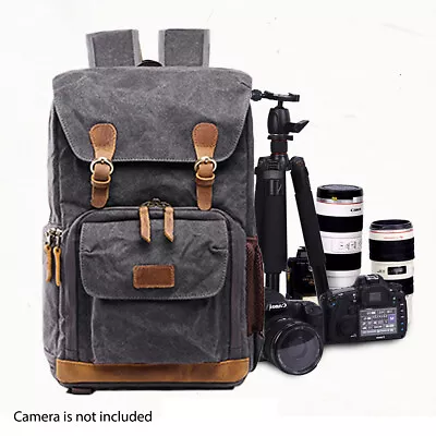 SLR DSLR Camera Bag Backpack Case Canvas Waterproof Shockproof  Photography AU • $74.99