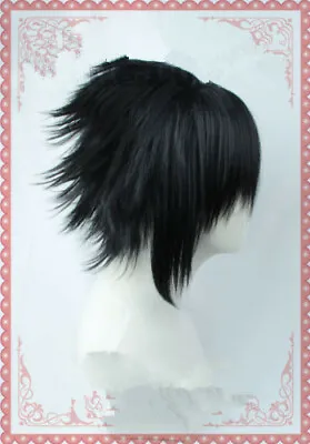 For Cosplay Sasuke Uchiha Black Short 30CM Layered Wig + Wig Cap Halloween • $19.99