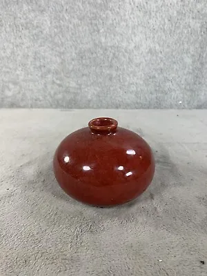 Small Red Glazed Pottery Bud Vase 3  Tall 4  Wide • $14.98