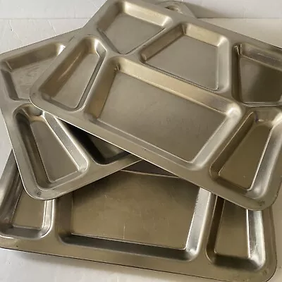 Lot 3 Vintage Carollton USN Military Stainless Divided Chow Mess Food Trays • $42.41