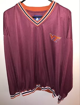 Virginia Tech Hokies Vintage Starter Pullover Burgundy Polyester Size XL Used • $24.99