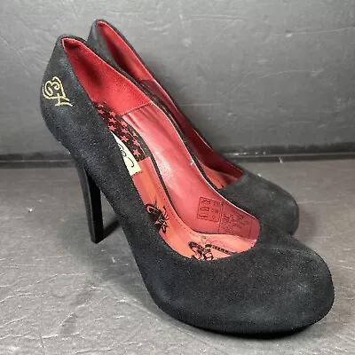 Ed Hardy Suede Stiletto Heeled Platform Pump Black Women's Sz10 • $39.99