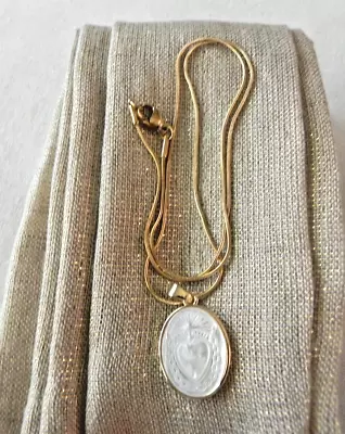 Sacred Heart Mother Of Pearl Pendant Necklace Snake Chain Shell Delicate Pretty • $9.95