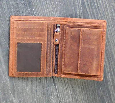 STARHIDE Mens RFID Blocking Distressed Hunter Leather Coin Purse Wallet 1070 • £20