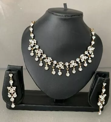 Stunning Diamante Neckless Set Multi Colours Bridal Jewellery Indian Fashions  • £14.99