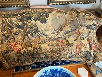 English Vintage Wall Hunting Tapestry  Fox Hunt • $575