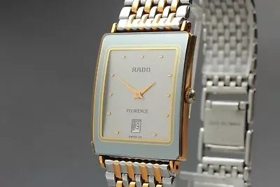 **NEAR MINT** RADO Florence 160.3605.2N Quartz Silver Dial Date Gold Men's Watch • £229.61