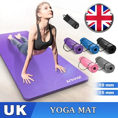 61 X 183CM YOGA MAT 15MM THICK GYM EXERCISE FITNESS PILATES WORKOUT MAT NON SLIP • £12.49