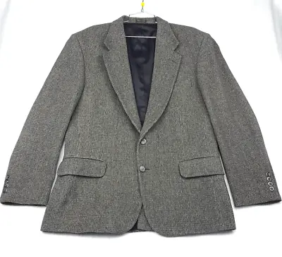 Robert Stock Mens Sport Coat Brown 42R Herringbone Wool Tweed Blazer FREE TIE* • $42.87