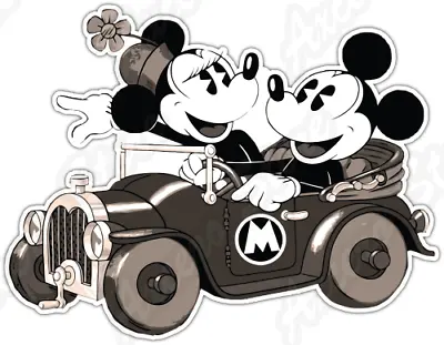 Mickey Minnie Mouse Retro Cartoon Disney Car Bumper Vinyl Sticker Decal 5 X4  • $3.85