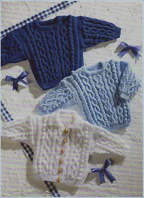 £1.99 • Buy Knitting Pattern- Childrens Cable Sweater & Cardigan In DK- Fits Chest 16-24 Ins