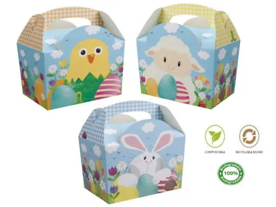 10 Easter Parade Egg Hunt Bunny Chick Carry Meal Bag Boxes ~ Kids Party Food Box • £5.99