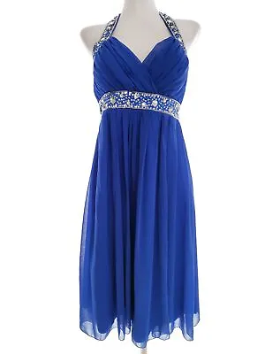 £35.07 • Buy Eva & Lola Size M Navy Blue Ball Gown Evening Dress Elegant Sleeveless Sequi