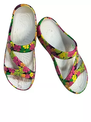 Dawgs Sandals Womens 8 Loudmouth Z Casual Black With Multicolor Flowers • $9.50