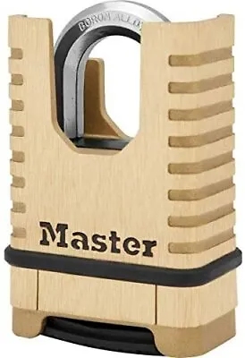 Master Lock M1177EURD Brass Heavy Duty Solid Padlock Closed Shackle Combination • £37.48