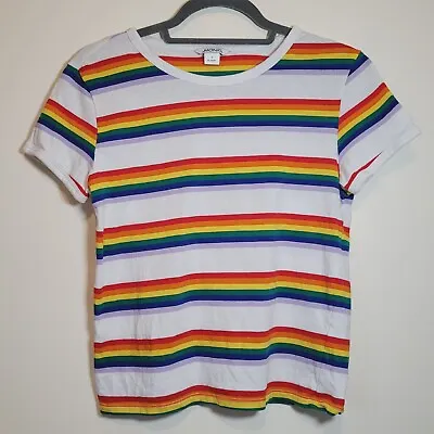 Monki Womens T-shirt Top Short Sleeves Multicoloured Stripe Size Small • $6.30