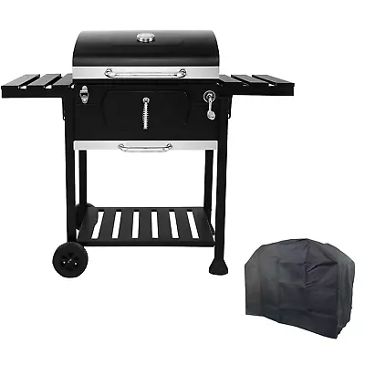 Charcoal BBQ Grill Trolley With Shelves Bottle Opener And Cover • £135.99