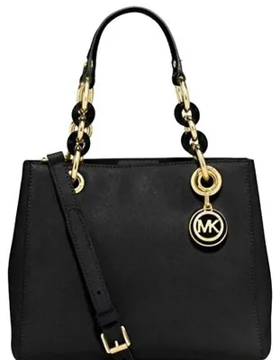 🌞michael Kors Cynthia Black Saffiano Leather Crossbody Satchel Bag🌺nwt! • $148.79