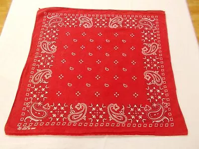 Vtg Antique BUTTERY SOFT RED PAISLEY FAST COLOR USA Cotton Biker BANDANA Hanky • $9.95