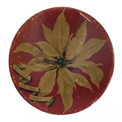 Vintage--RARE--- Mrs. Steven's Candy Tin --- Poinsettia Design---10  • $14.99